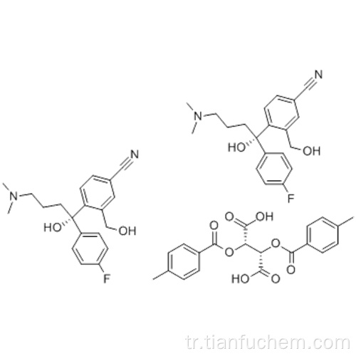 (-) - 4- (4-Dimetilamino) -1- (4-florofenil) -1- (hidroksibuti) -3-hidroksimetil) -benzonitril hemi D - (+) - di-p-toloiltartarik asit tuzu CAS 128173-53 -5